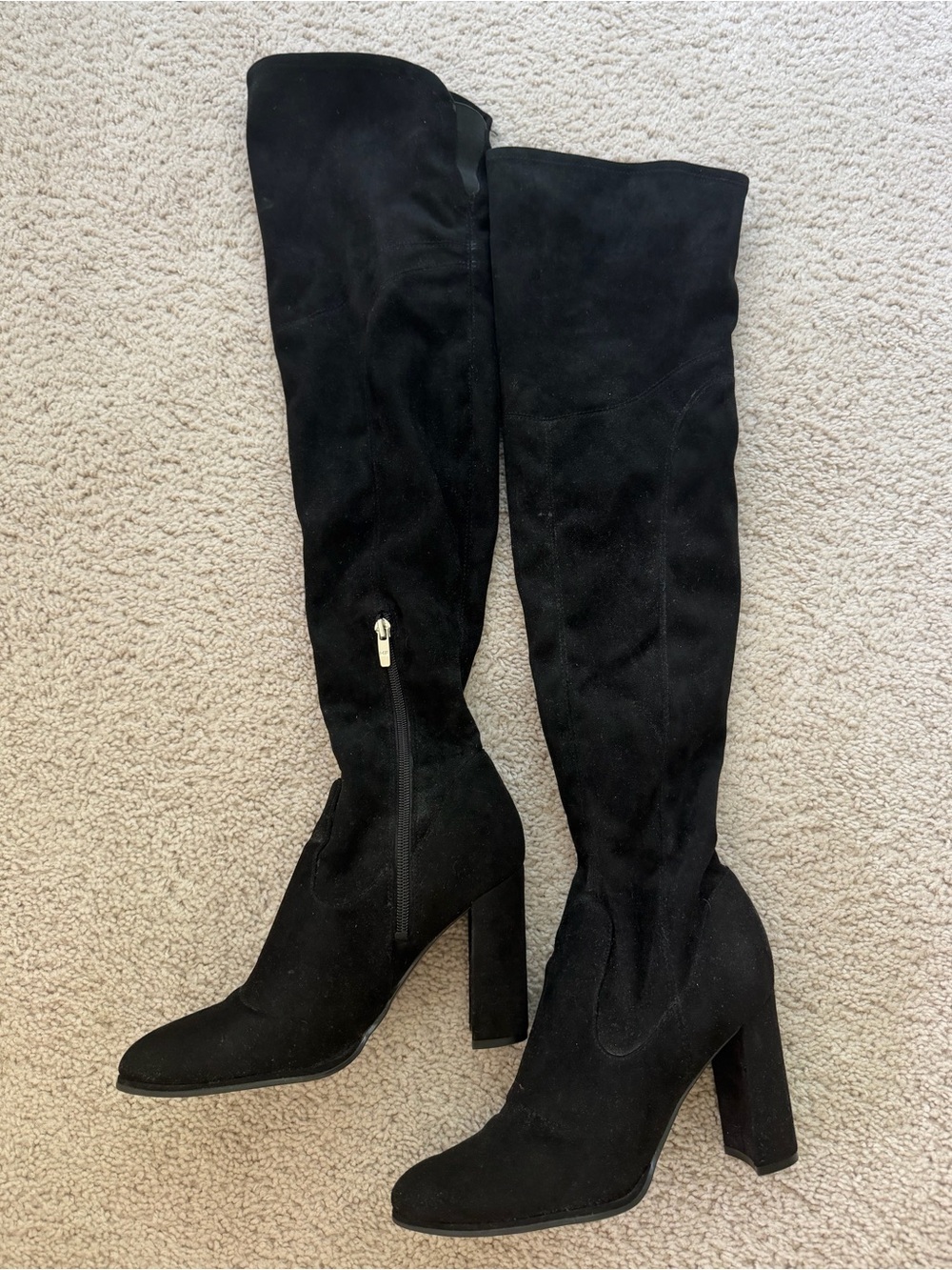 Marc Fisher Black Suede Over-The-Knee Block Heel Boots